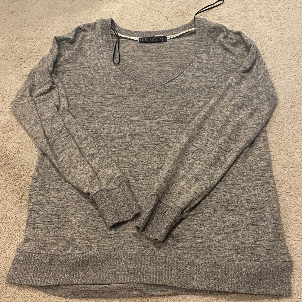 Potter's Pot Heather Gray V-Neck Sweater